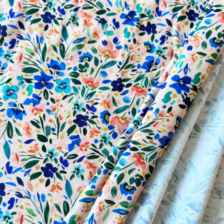 Jersey saumon florilege bleu