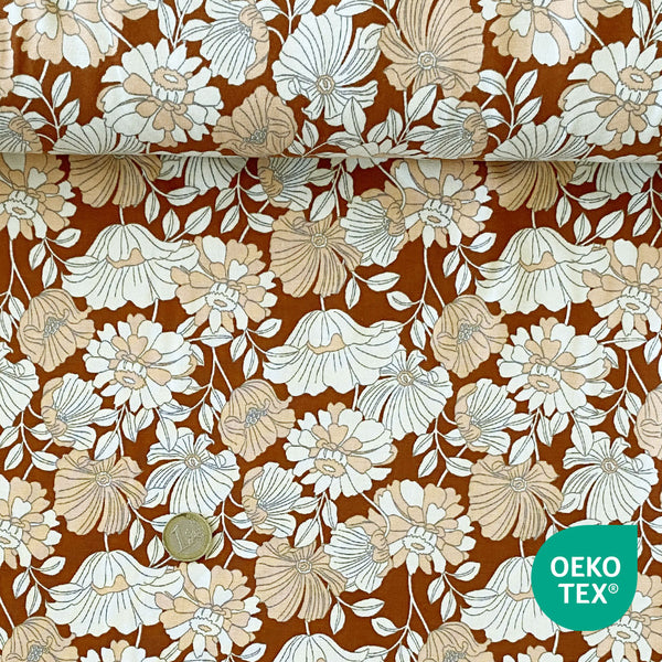 Jersey brique fleur vintage pêche