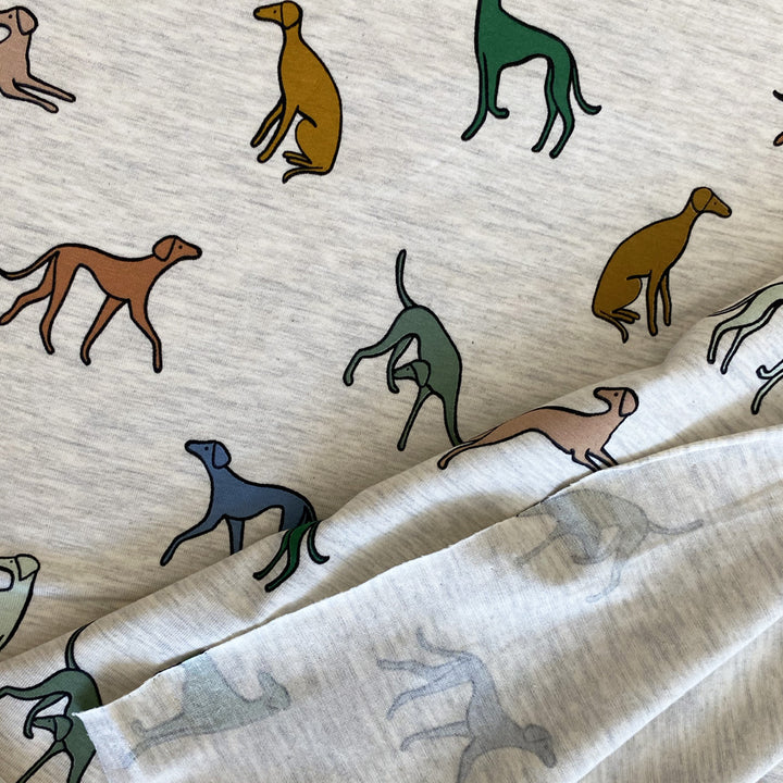 Jersey écru chiné chien couleur