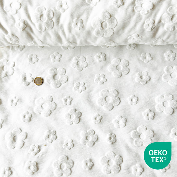Jersey jacquard marguerite blanc