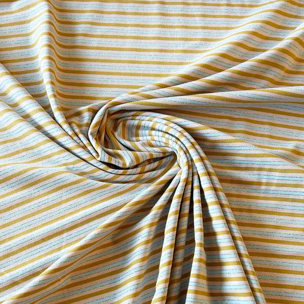 Jersey rayé lurex moutarde rose