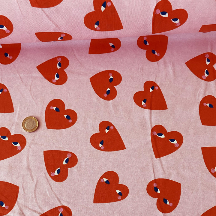 Jersey rose coeur rouge oeil