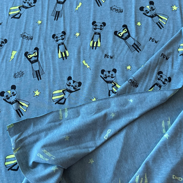 Jersey chiné bleu émeraude super panda