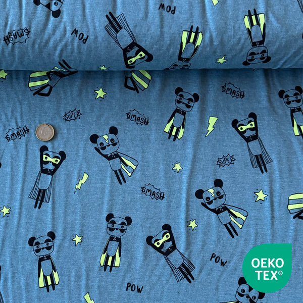 Jersey chiné bleu émeraude super panda