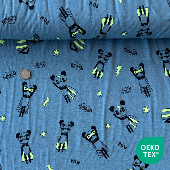 Jersey chiné bleu émeraude super panda