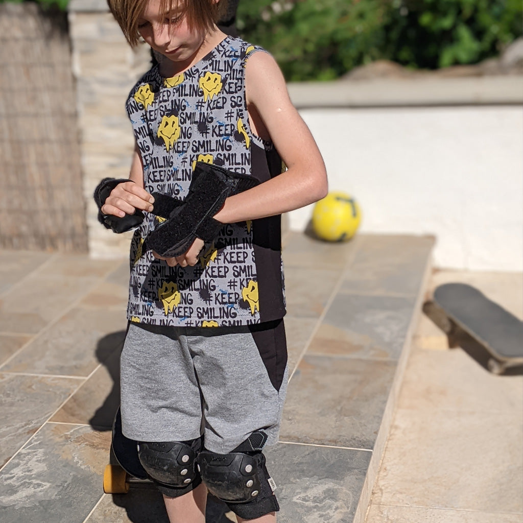 Ensemble Boxe Enfant Garçon - Débardeur + Short De Sport - Imprimés Brillants - Pour Entraînement, Kickboxing, Jogging - 4