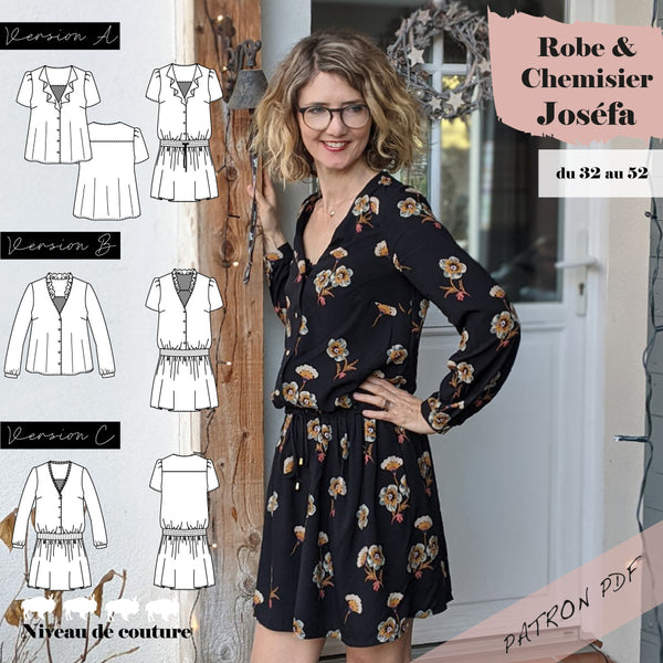 Patron Femme Chemise et robe Joséfa du 32 au 52  (PDF)