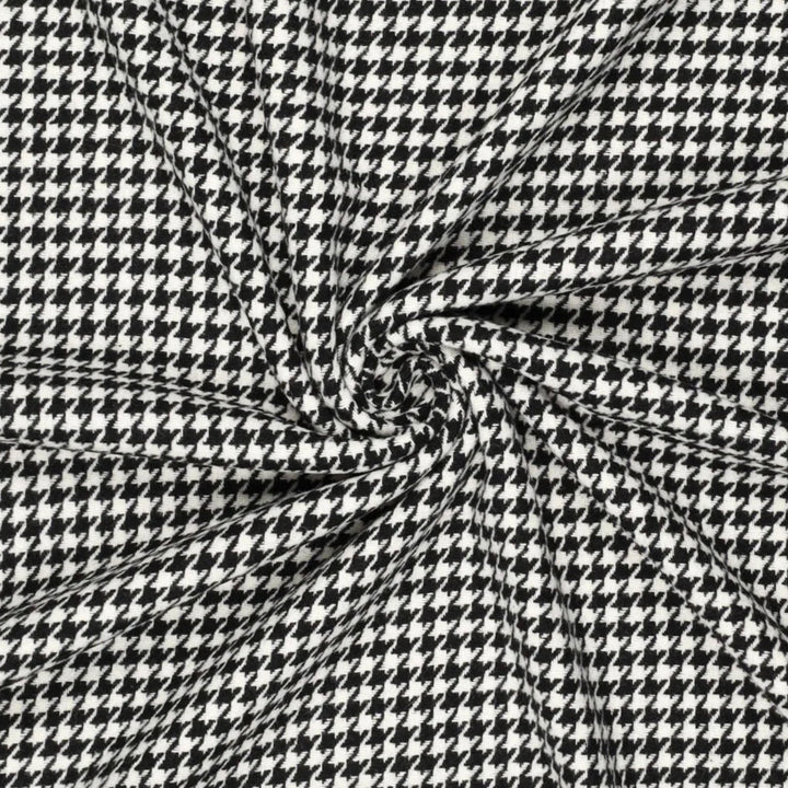 Tissu lainage pied de coq noir et écru