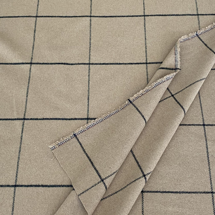 Tissu esprit flanelle camel à carreaux