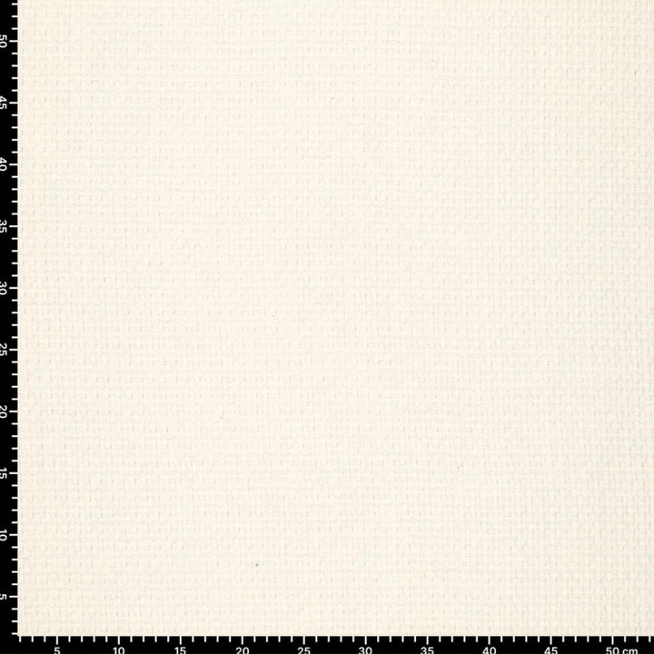 Tissu lainage structuré écru quadrillage
