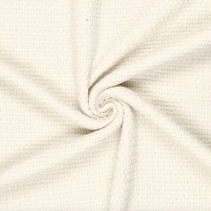 Tissu lainage structuré écru quadrillage
