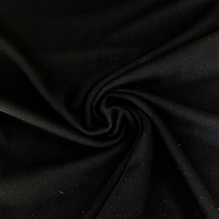 Tissu Drap de laine Noir chevrons