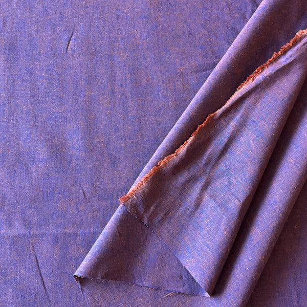 Lin/Coton chiné bleu et marron