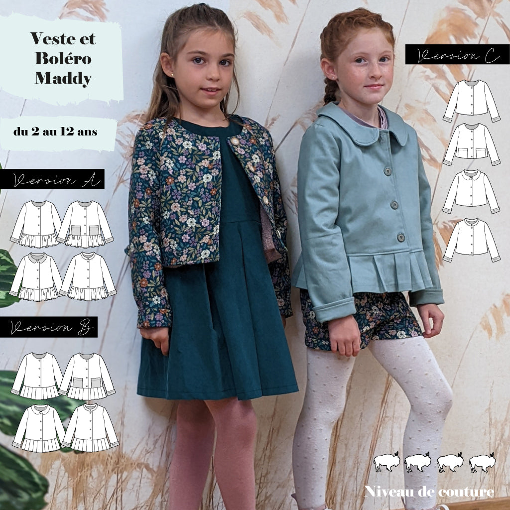 Patron Veste et Boléro Maddy 2/12 ans – Super Bison
