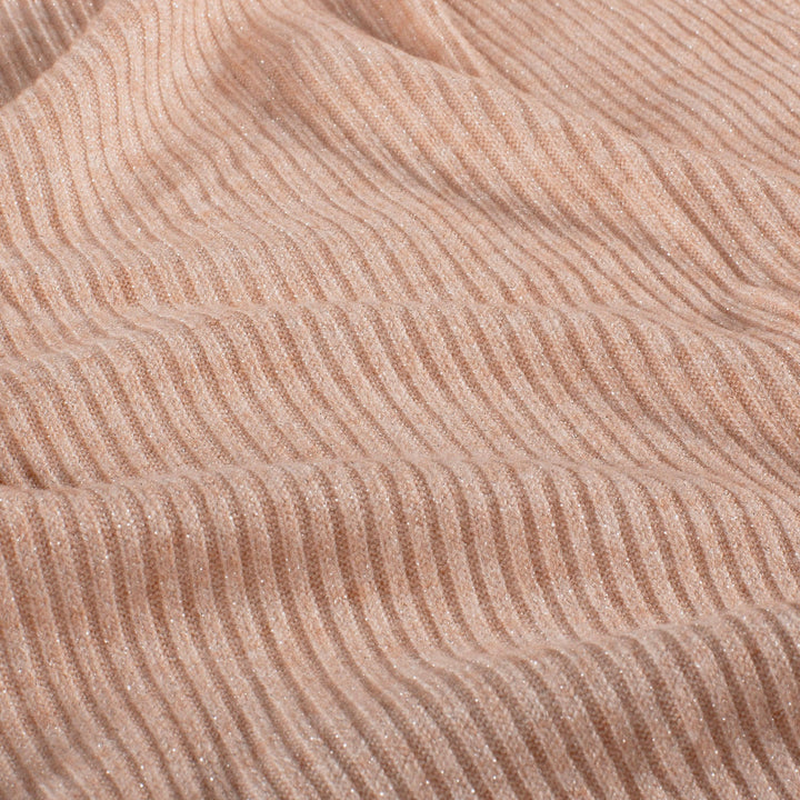 Maille côtelée rose argent