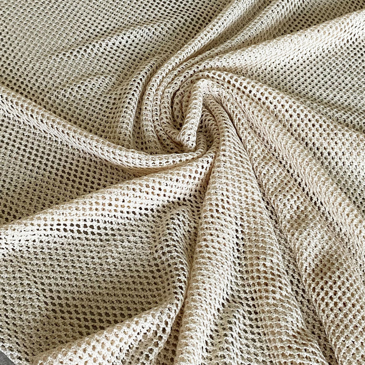 Tissu esprit crochet ajouré écru