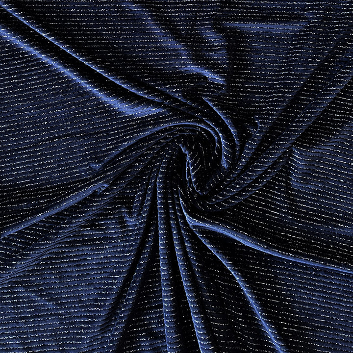 Maille velours marine rayure lurex