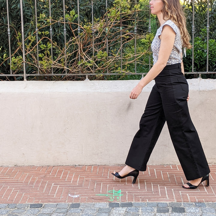 Patron Pantalon taille haute jambe large