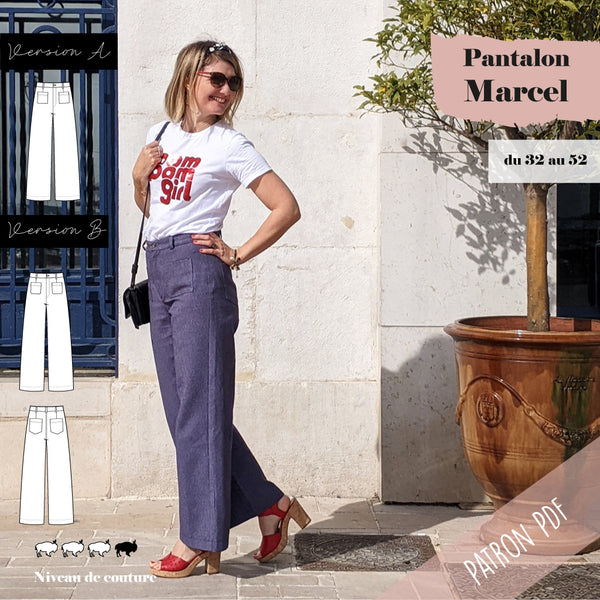 Patron Pantalon taille haute jambe large