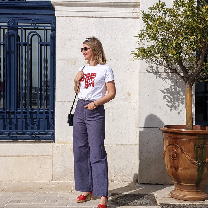 Patron Pantalon taille haute jambe large