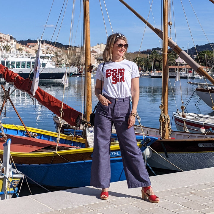 Patron Pantalon taille haute jambe large