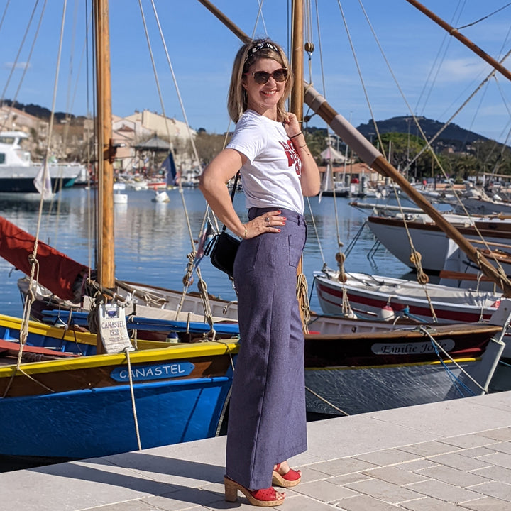 Patron Pantalon taille haute jambe large