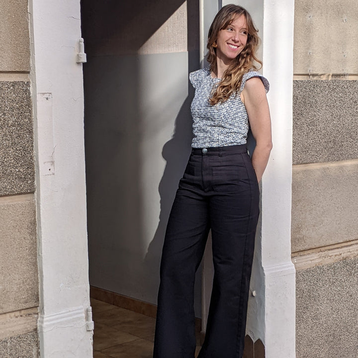 Patron Pantalon taille haute jambe large
