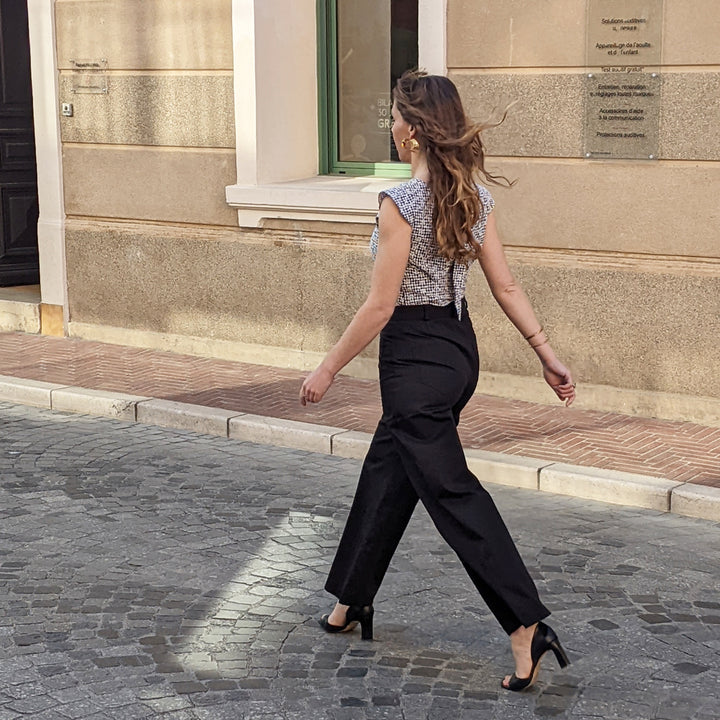 Patron Pantalon taille haute jambe large