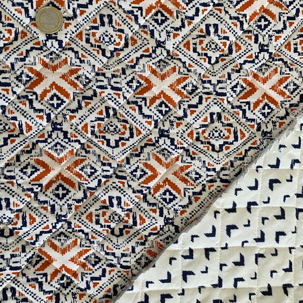 Matelassé viscose double face chevron ethnique