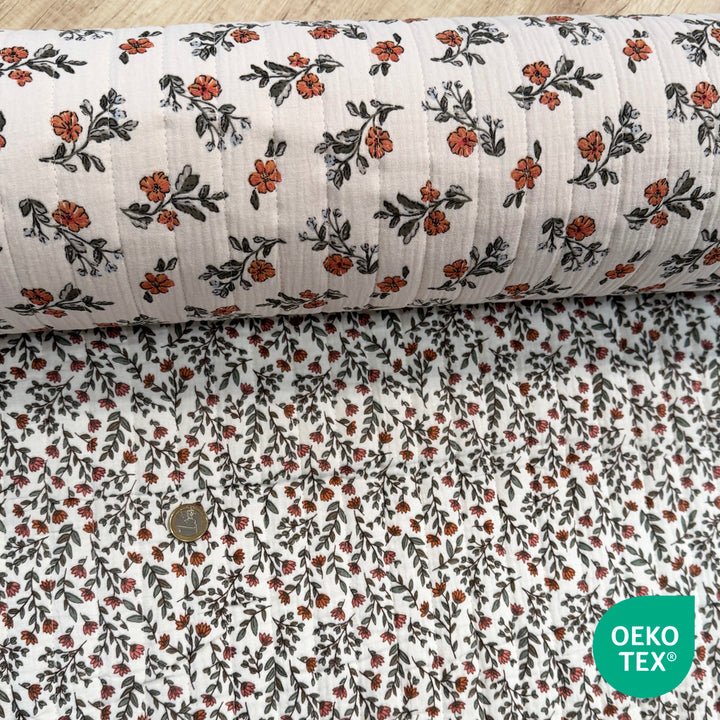 Matelassé coton double gaze fleur madeleine