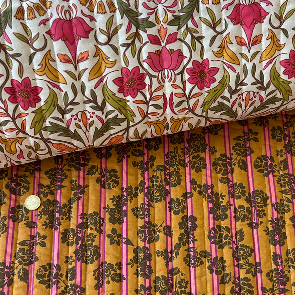 Matelassé coton double face souleo fleur et rayure