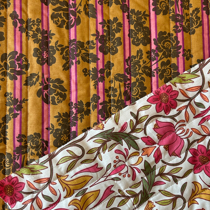 Matelassé coton double face souleo fleur et rayure