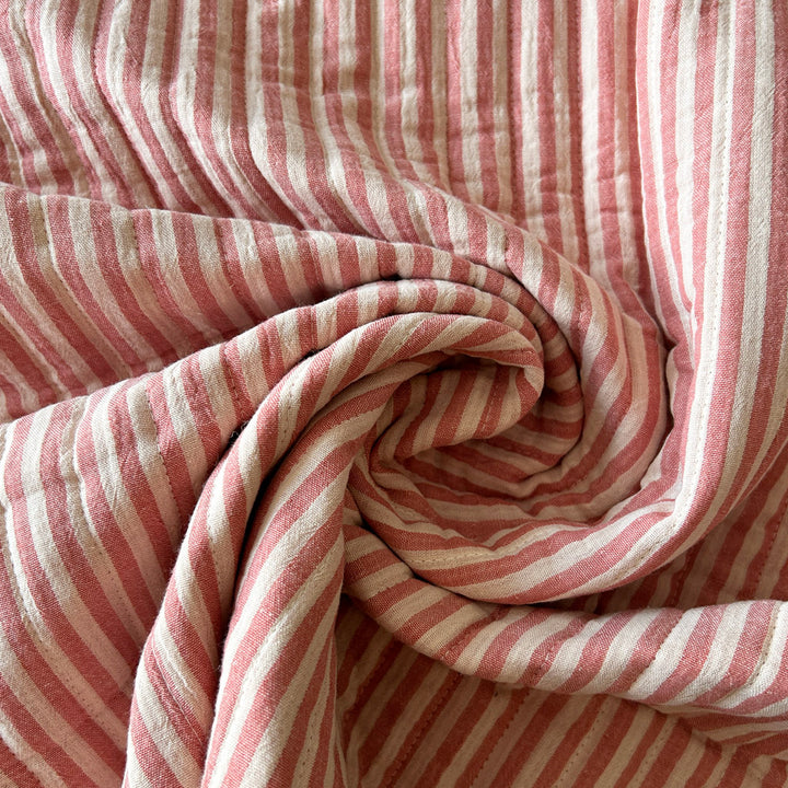 Matelassé coton double gaze Salima rayure et fleur