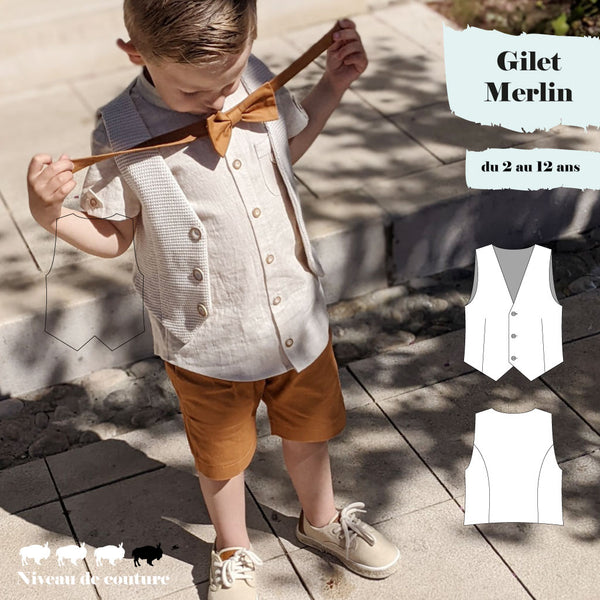 Patron Gilet de costume Merlin 2/12 ans