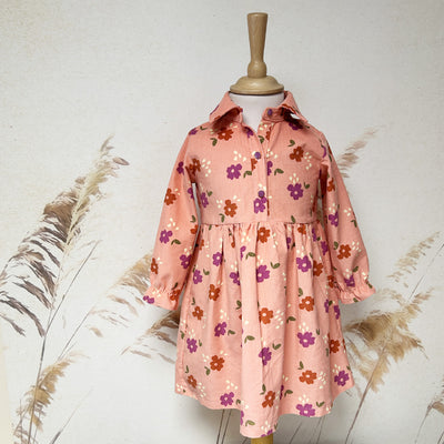 Robe Mini Dalila - Velours rose fleurs 6A