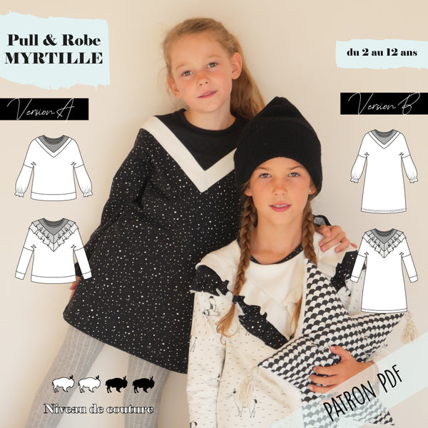 Patron sweat et robe Myrtille 2/12 ans (PDF)