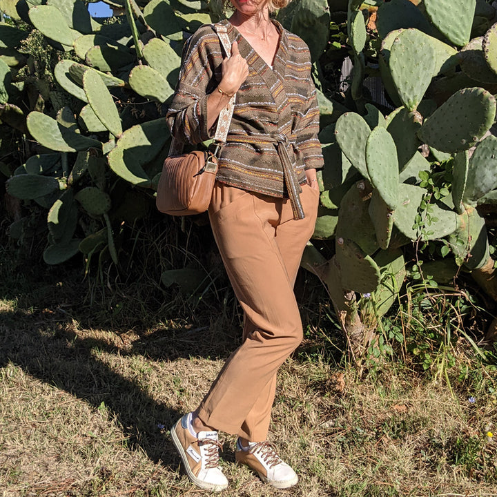Jacquard ethnique kaki savane