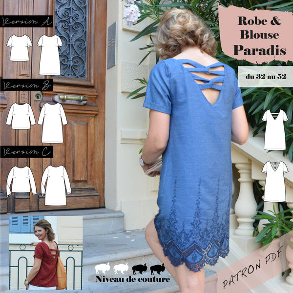 Patron Robe et Blouse Paradis du 32 au 52 (PDF)