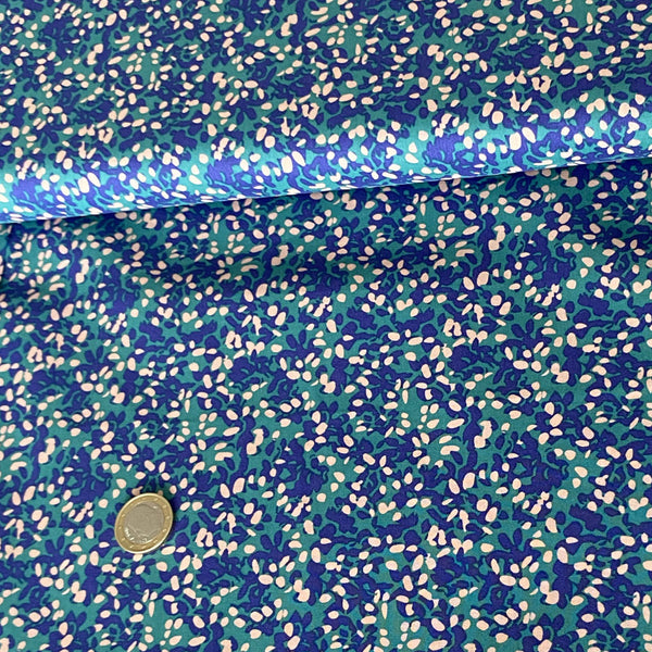 Popeline bleu turquoise mini motif bleu klein et blanc