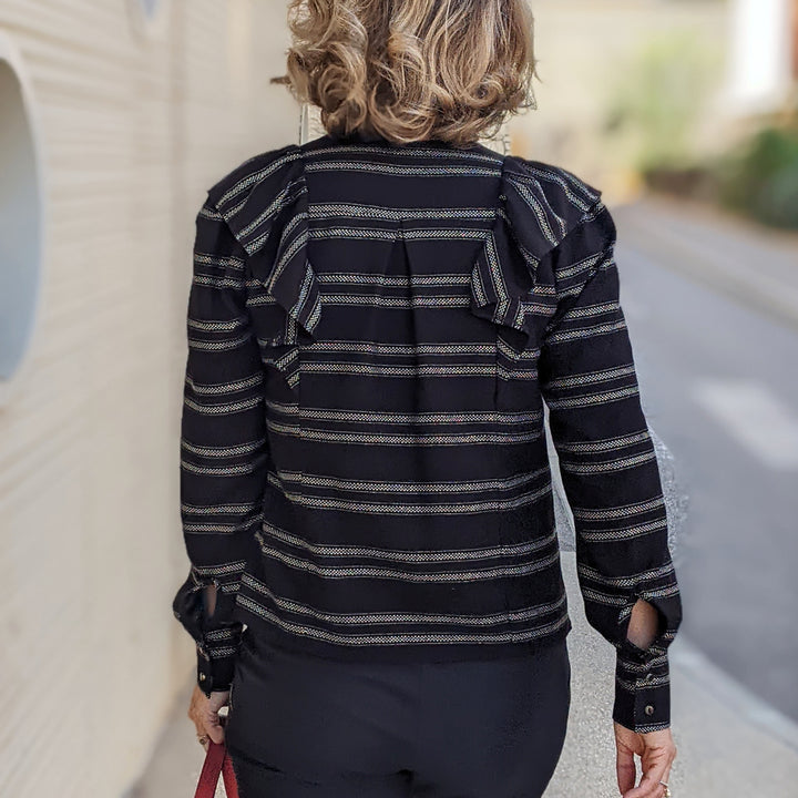 Viscose noire rayure lurex or