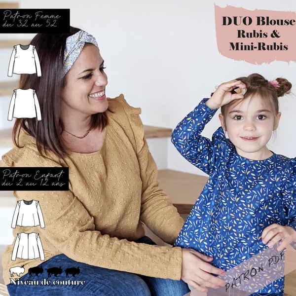 Patron Duo Blouse femme Rubis et blouse enfant Mini-rubis (PDF)