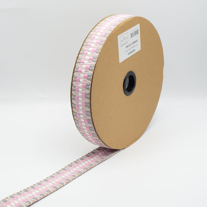 Sangle ethnique 40 mm rose gris