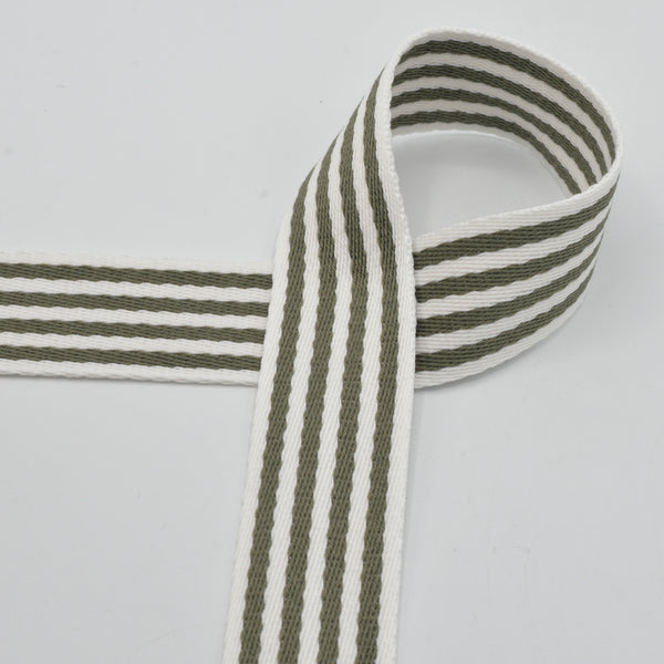 Sangle rayée kaki et écru 40 mm