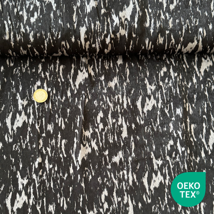 Tissu satiné fondu noir et gris