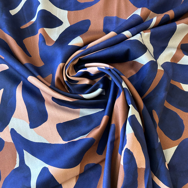 Satin de coton chocolat glacé feuille XL bleu