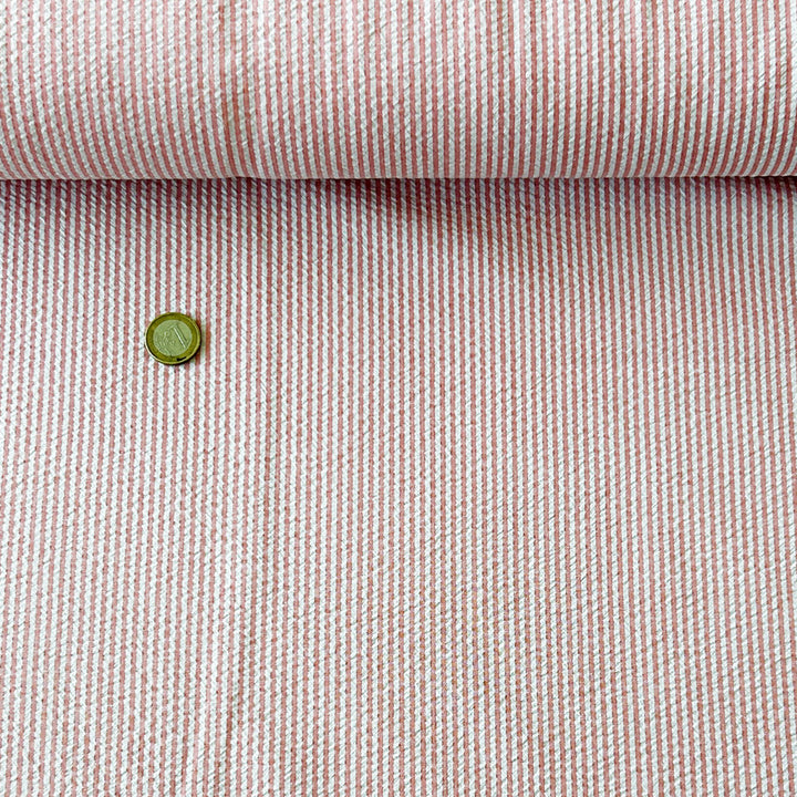 Seersucker fines rayures rose foncé