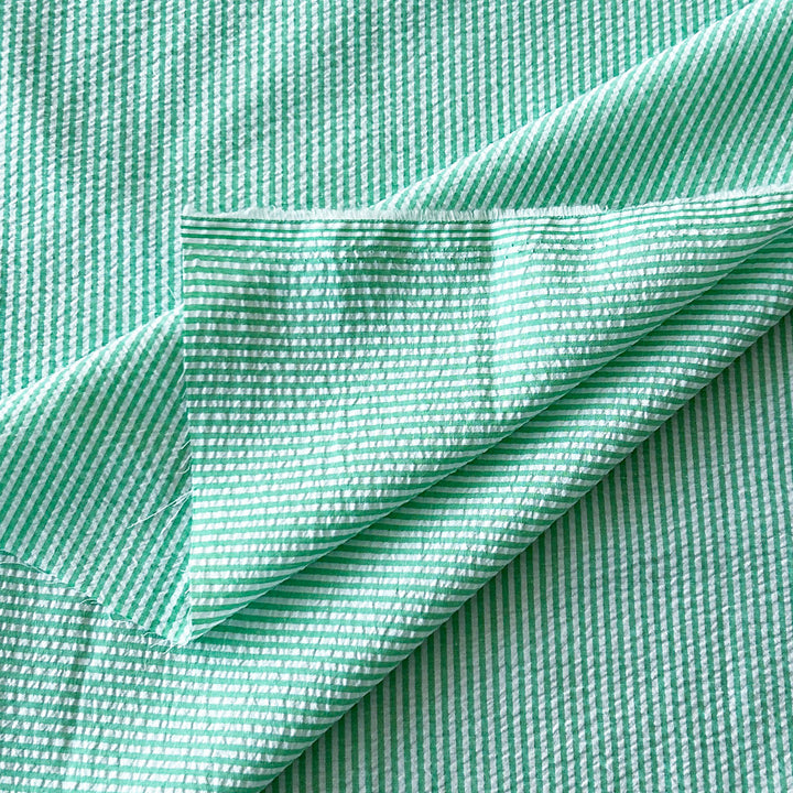 Seersucker fines rayures vert