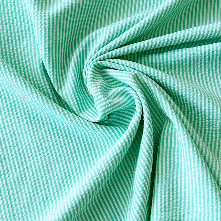Seersucker fines rayures vert