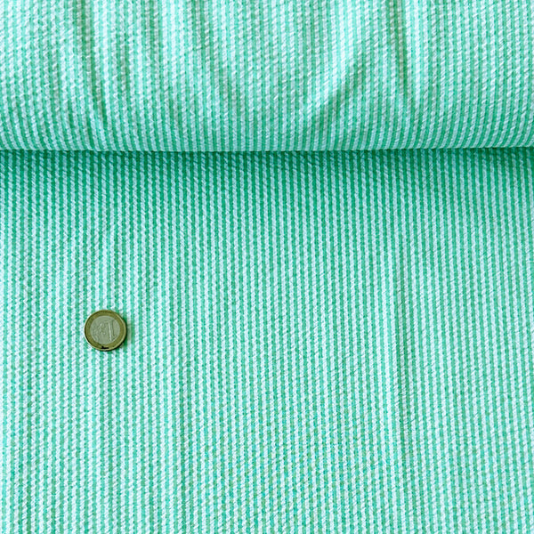 Seersucker fines rayures vert