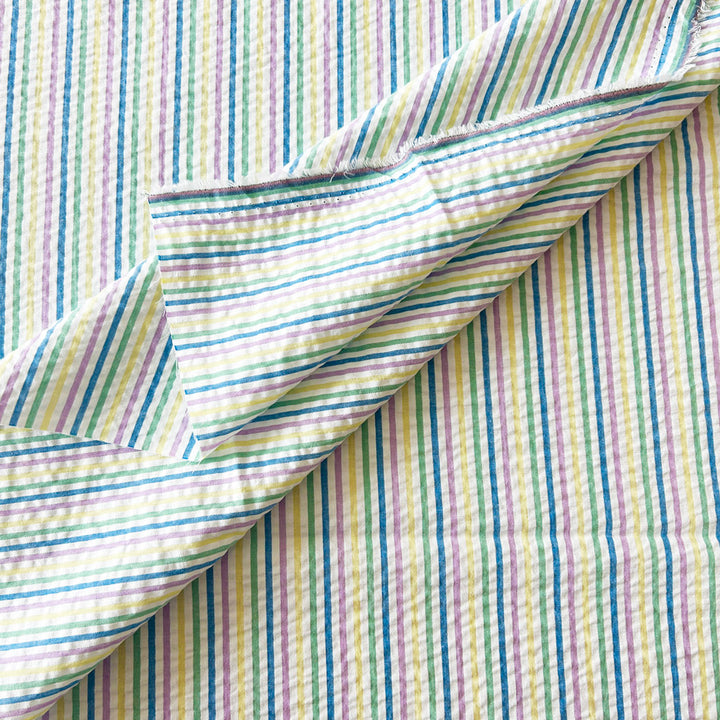 Seersucker fines rayures multicolores